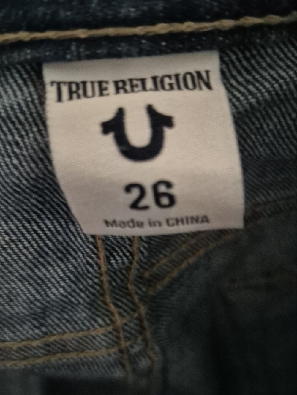 True Religion Light Blue Straight Leg Jeans with Navy Floral Embroidery - Picture 4 of 5